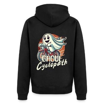 Cycling Ghost Ghoul Cyclopath - Unisex Premium Organic Zip Hoodie - black - Back - Nico (187cm)