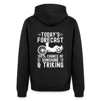 Recumbent Trike Liegetrike Liegedreirad - Unisex Premium Bio Zip Hoodie - Schwarz - Hinten - Nico (187cm)