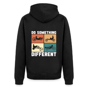 Recumbent Trike Liegetrike Liegedreirad - Unisex Premium Bio Zip Hoodie - Schwarz - Hinten - Nico (187cm)