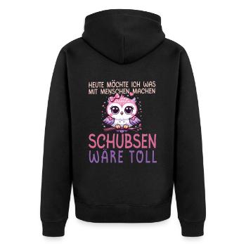 Today I want to push people owl - Unisex Premium Organic Zip Hoodie - black - Back - Nico (187cm)