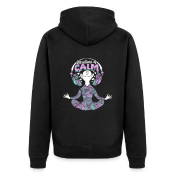 ASMR Flüstern Vibrations of Calm - Unisex Premium Bio Zip Hoodie - Schwarz - Hinten - Nico (187cm)