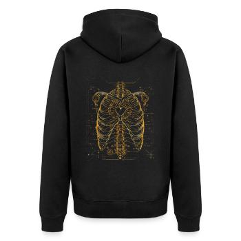 Steampunk Anatomy Steampunk Mechanical - Unisex Premium Bio Zip Hoodie - Schwarz - Hinten - Nico (187cm)