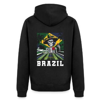 Brazil Brazil shirt Brazilian Rio de Janeirao - Unisex Premium Organic Zip Hoodie - black - Back - Nico (187cm)