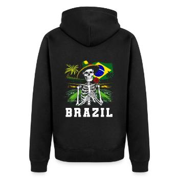 Brasilien Brazil shirt Brasilianer Rio de Janeirao - Unisex Premium Bio Zip Hoodie - Schwarz - Hinten - Nico (187cm)