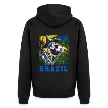 Brazil Brazil shirt Brazilian Rio de Janeirao - Unisex Premium Organic Zip Hoodie - black - Back - Nico (187cm)
