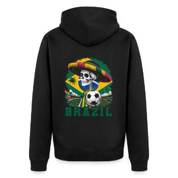Brasilien Brazil shirt Brasilianer Rio de Janeirao - Unisex Premium Bio Zip Hoodie - Schwarz - Hinten - Nico (187cm)