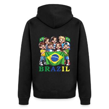 Brasilien Brazil shirt Brasilianer Rio de Janeirao - Unisex Premium Bio Zip Hoodie - Schwarz - Hinten - Nico (187cm)