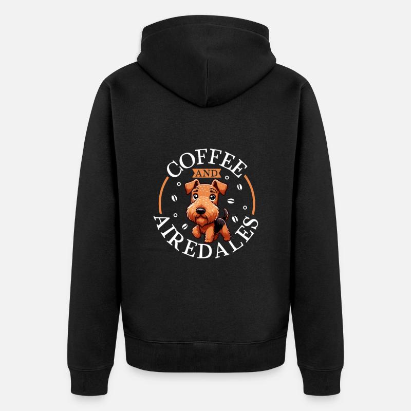Café et Airedale Terrier - Veste à capuche bio Premium Unisexe - noir