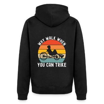 Recumbent Trike Liegetrike Liegedreirad - Unisex Premium Bio Zip Hoodie - Schwarz - Hinten - Nico (187cm)