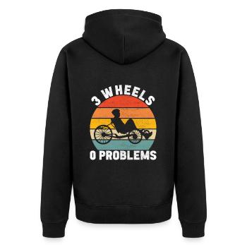 Recumbent Trike Liegetrike Liegedreirad - Unisex Premium Bio Zip Hoodie - Schwarz - Hinten - Nico (187cm)