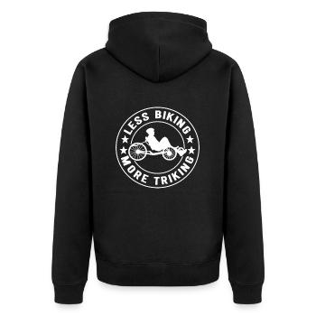 Recumbent Trike Liegetrike Liegedreirad - Unisex Premium Bio Zip Hoodie - Schwarz - Hinten - Nico (187cm)