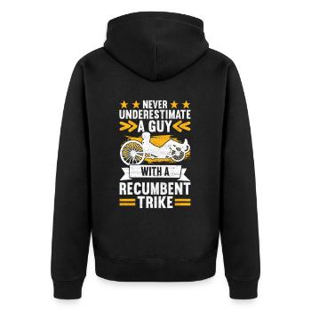 Recumbent Trike Liegetrike Liegedreirad - Unisex Premium Bio Zip Hoodie - Schwarz - Hinten - Nico (187cm)