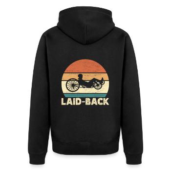 Recumbent Trike Liegetrike Liegedreirad - Unisex Premium Bio Zip Hoodie - Schwarz - Hinten - Nico (187cm)