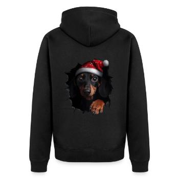 Hundebesitzer Hunde Weihnachten Weihnachts Hund - Unisex Premium Bio Zip Hoodie - Schwarz - Hinten - Nico (187cm)