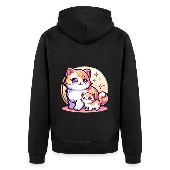 Mignon chat maman avec chaton devant - Veste à capuche bio Premium Unisexe - noir - Dos - Nico (187cm)