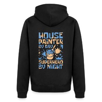 Maler - Unisex Premium Bio Zip Hoodie - Schwarz - Hinten - Nico (187cm)