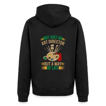 Art Director - Unisex Premium Bio Zip Hoodie - Schwarz - Hinten - Nico (187cm)