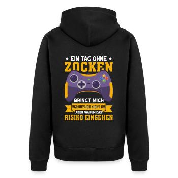 Video Gaming Pc Gamer Zocker Zocken - Unisex Premium Organic Zip Hoodie - black - Back - Nico (187cm)