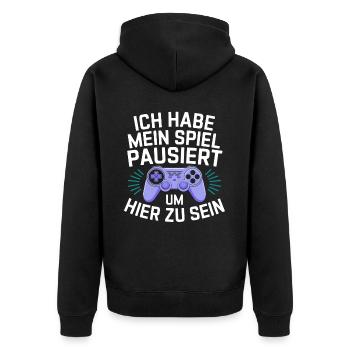 Video Gaming Pc Gamer Zocker Zocken - Unisex Premium Organic Zip Hoodie - black - Back - Nico (187cm)
