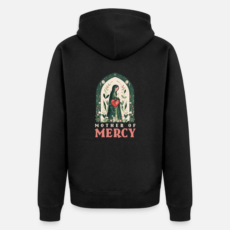 Jungfrau Maria Mutter der Barmherzigkeit - Unisex Premium Bio Zip Hoodie - Schwarz