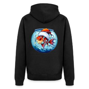Poisson rouge aquarium Aquarist Chapeau de Noël Noël - Veste à capuche bio Premium Unisexe - noir - Dos - Nico (187cm)