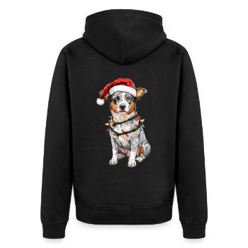 Niedlicher Australian Cattle Dog Weihnachtshut Xma - Unisex Premium Bio Zip Hoodie - Schwarz - Hinten - Nico (187cm)
