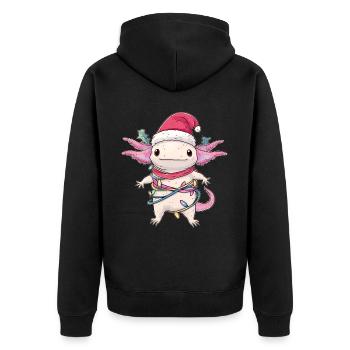 Mignon Kawaii Axolotl Père Noël - Veste à capuche bio Premium Unisexe - noir - Dos - Nico (187cm)