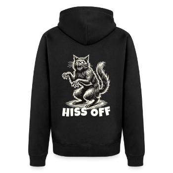 Déclaration effrayante de chat sifflant - Veste à capuche bio Premium Unisexe - noir - Dos - Nico (187cm)
