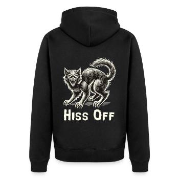 Cat Lover Halloween Hiss Off - Unisex Premium Organic Zip Hoodie - black - Back - Nico (187cm)