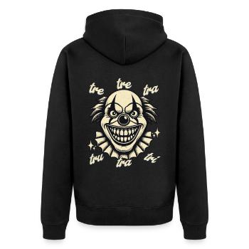 Gruseliger Clown tre-tre-tra-tru-tra Internet Meme - Unisex Premium Bio Zip Hoodie - Schwarz - Hinten - Nico (187cm)