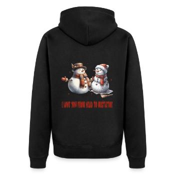 Liebe Dich Vom Kopf Bis Mistelzweig Schneemann - Unisex Premium Bio Zip Hoodie - Schwarz - Hinten - Nico (187cm)