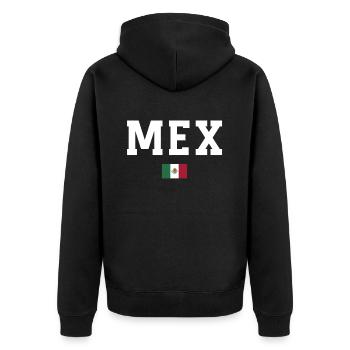 Mexiko Mexico Mexikaner Geschenk Flagge Fußball - Unisex Premium Bio Zip Hoodie - Schwarz - Hinten - Nico (187cm)