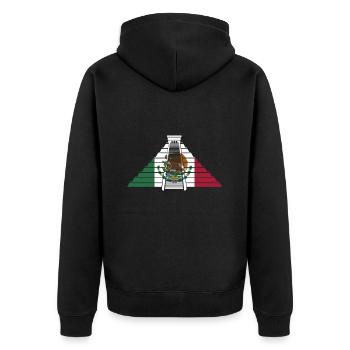 Mexiko Mexico Mexikaner Geschenk Flagge Fußball - Unisex Premium Bio Zip Hoodie - Schwarz - Hinten - Nico (187cm)