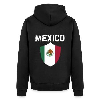 Mexiko Mexico Mexikaner Geschenk Flagge Fußball - Unisex Premium Bio Zip Hoodie - Schwarz - Hinten - Nico (187cm)