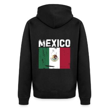 Mexiko Mexico Mexikaner Geschenk Flagge Fußball - Unisex Premium Bio Zip Hoodie - Schwarz - Hinten - Nico (187cm)