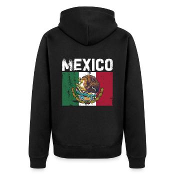 Mexiko Mexico Mexikaner Geschenk Flagge Fußball - Unisex Premium Bio Zip Hoodie - Schwarz - Hinten - Nico (187cm)