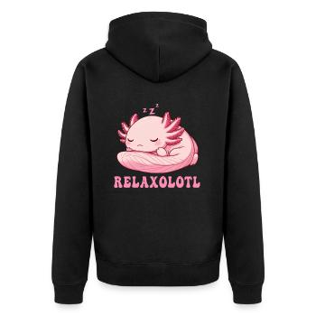 Relaxolotl Axolotl Lève-tard Dormir Se détendre - Veste à capuche bio Premium Unisexe - noir - Dos - Nico (187cm)
