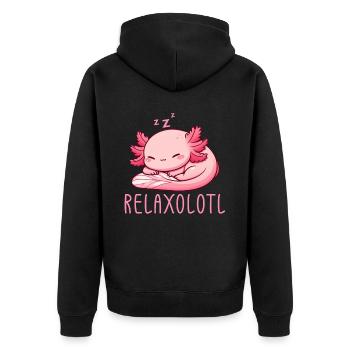Relaxolotl Axolotl Lève-tard Dormir Se détendre - Veste à capuche bio Premium Unisexe - noir - Dos - Nico (187cm)