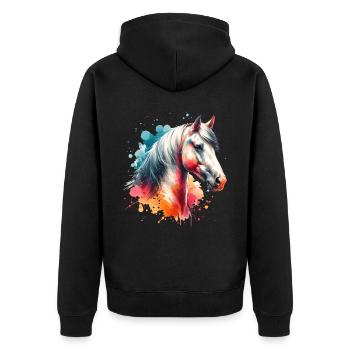 Paso Fino Motif Horse - Unisex Premium Organic Zip Hoodie - black - Back - Nico (187cm)