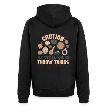Pottery Ceramics Artist Caution - Unisex Premium Bio Zip Hoodie - Schwarz - Hinten - Nico (187cm)