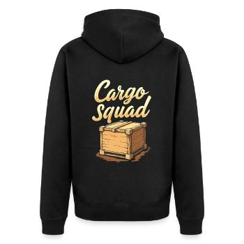 Dock Worker Cadre - Unisex Premium Organic Zip Hoodie - black - Back - Nico (187cm)