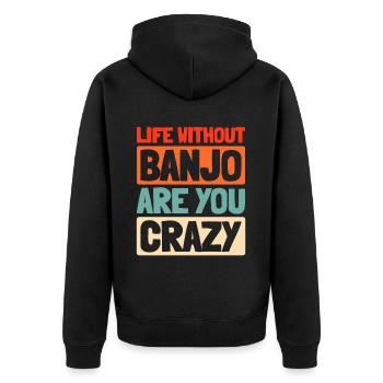 Banjo - Unisex Premium Bio Zip Hoodie - Schwarz - Hinten - Nico (187cm)