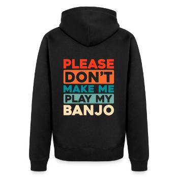 Banjo - Unisex Premium Bio Zip Hoodie - Schwarz - Hinten - Nico (187cm)