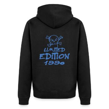 Limited Edition 1990 Geburtstag 1990 Geboren - Unisex Premium Bio Zip Hoodie - Schwarz - Hinten - Nico (187cm)
