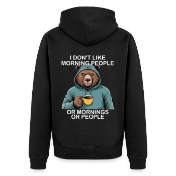 Lustiger Bären-grizzly - Unisex Premium Bio Zip Hoodie - Schwarz - Hinten - Nico (187cm)