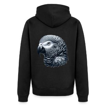 Graupapagei - Unisex Premium Bio Zip Hoodie - Schwarz - Hinten - Nico (187cm)