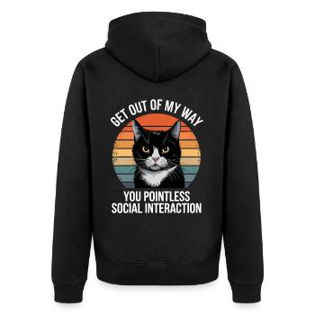 Funny Black Cat - Unisex Premium Organic Zip Hoodie - black - Back - Nico (187cm)