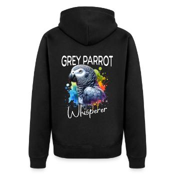 Grey Parrot Whisperer - Unisex Premium Organic Zip Hoodie - black - Back - Nico (187cm)