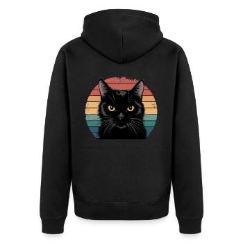 Black cat - Unisex Premium Organic Zip Hoodie - black - Back - Nico (187cm)