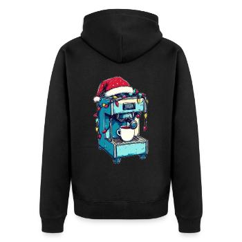 Barista Coffee Lover Coffee Maker Machine - Unisex Premium Organic Zip Hoodie - black - Back - Nico (187cm)